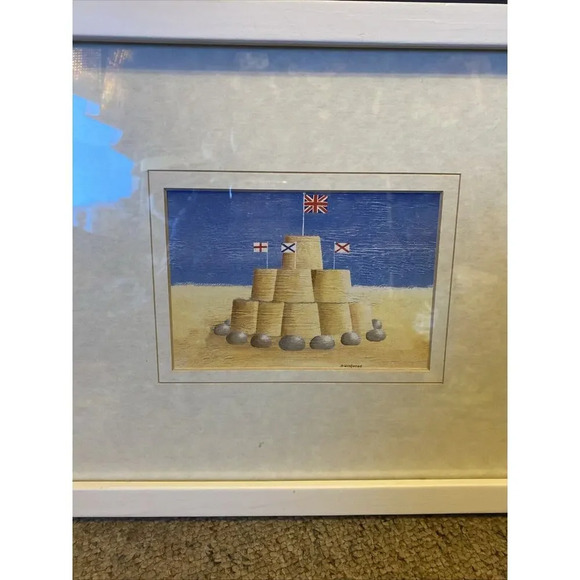 M. Wiscombe Sandcastle Beach & Flags Framed Art Prints 16”x12” Wall Decor Home - Picture 5 of 7